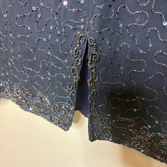 Vintage Stenay Navy Sequin Beaded  Dress Size 12 - Picture 8 of 9